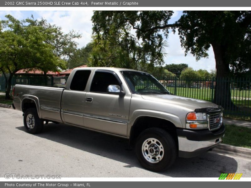 Pewter Metallic / Graphite 2002 GMC Sierra 2500HD SLE Crew Cab 4x4