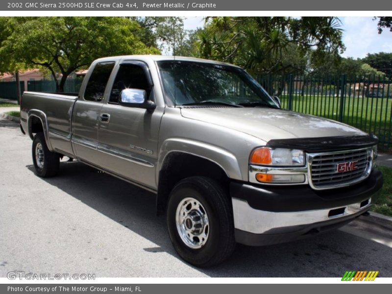 Pewter Metallic / Graphite 2002 GMC Sierra 2500HD SLE Crew Cab 4x4