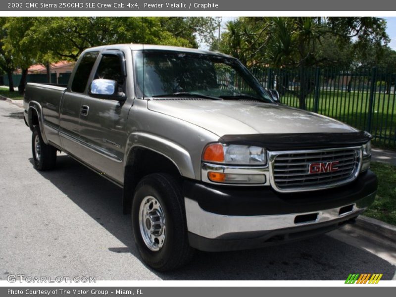 Pewter Metallic / Graphite 2002 GMC Sierra 2500HD SLE Crew Cab 4x4