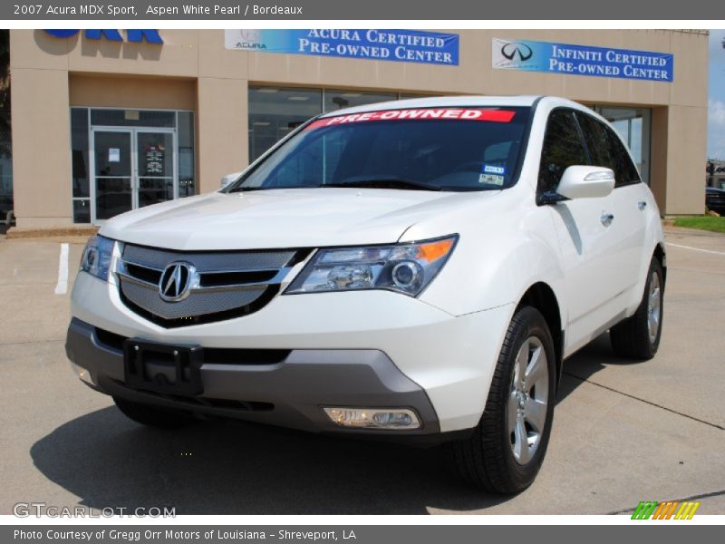 Aspen White Pearl / Bordeaux 2007 Acura MDX Sport