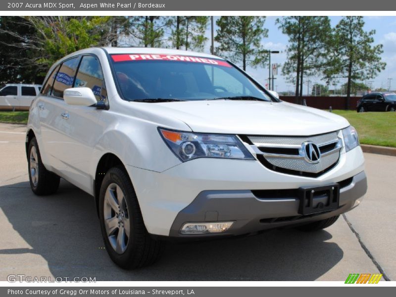 Aspen White Pearl / Bordeaux 2007 Acura MDX Sport