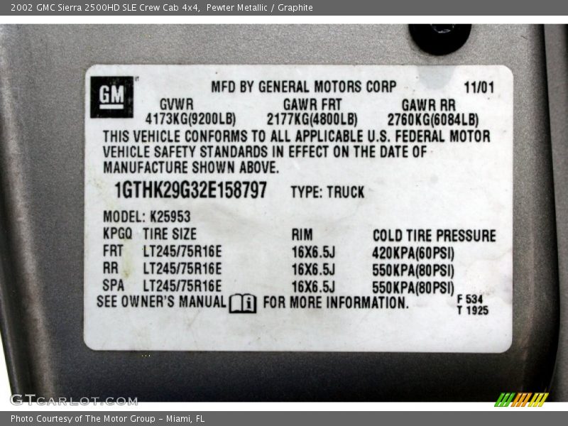 Pewter Metallic / Graphite 2002 GMC Sierra 2500HD SLE Crew Cab 4x4