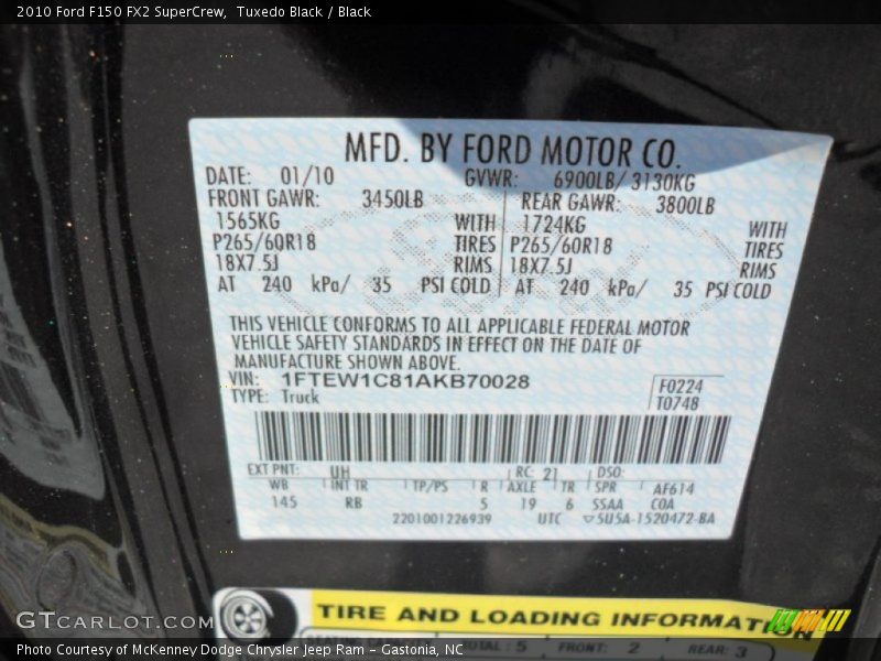 Tuxedo Black / Black 2010 Ford F150 FX2 SuperCrew