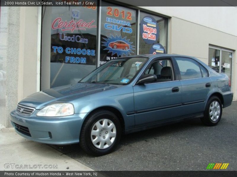 Iced Teal Pearl / Gray 2000 Honda Civic LX Sedan