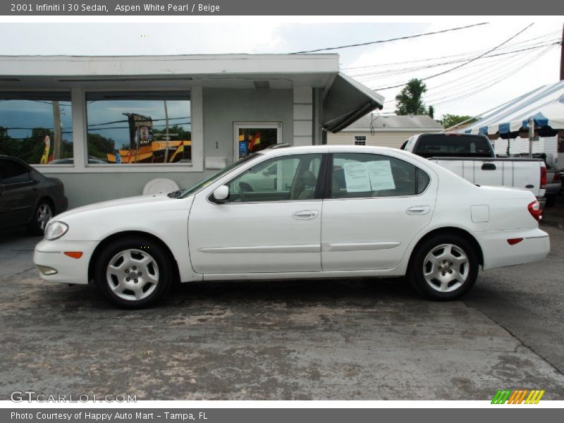 Aspen White Pearl / Beige 2001 Infiniti I 30 Sedan