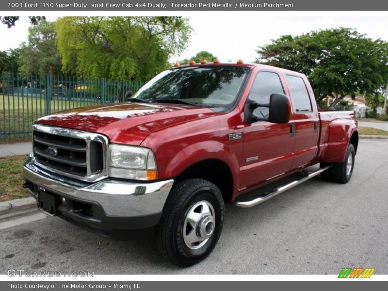 Toreador Red Metallic / Medium Parchment 2003 Ford F350 Super Duty Lariat Crew Cab 4x4 Dually