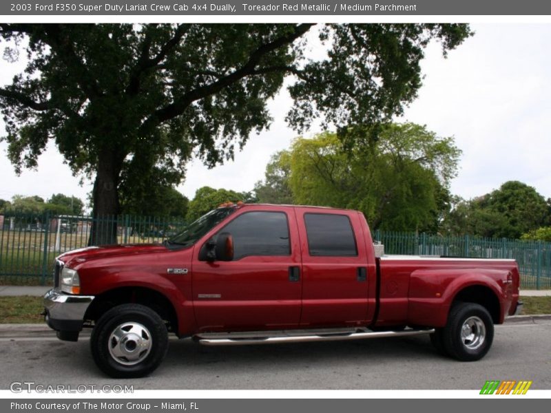 Toreador Red Metallic / Medium Parchment 2003 Ford F350 Super Duty Lariat Crew Cab 4x4 Dually