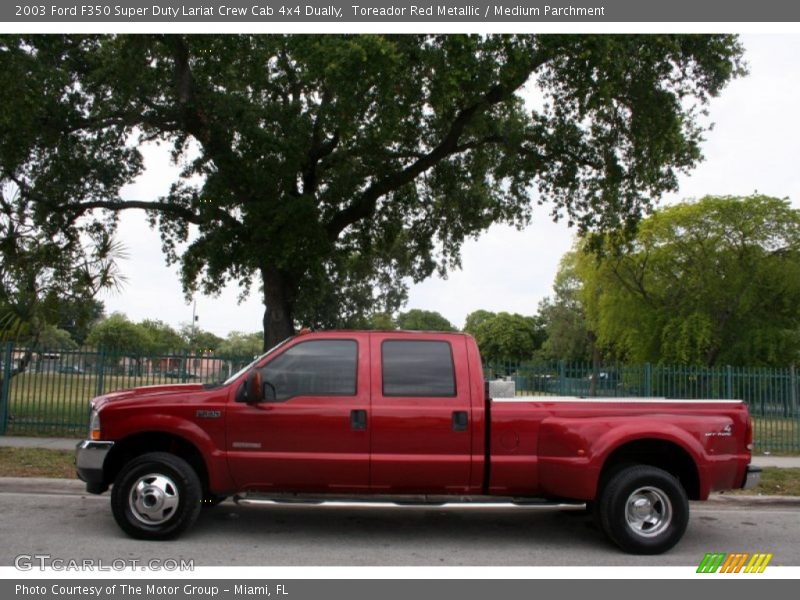 Toreador Red Metallic / Medium Parchment 2003 Ford F350 Super Duty Lariat Crew Cab 4x4 Dually