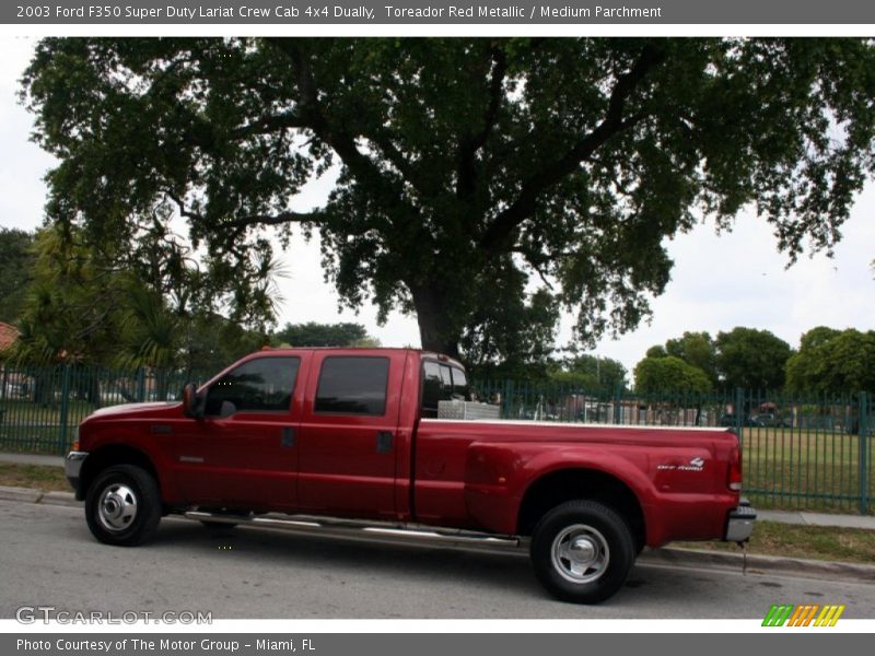 Toreador Red Metallic / Medium Parchment 2003 Ford F350 Super Duty Lariat Crew Cab 4x4 Dually
