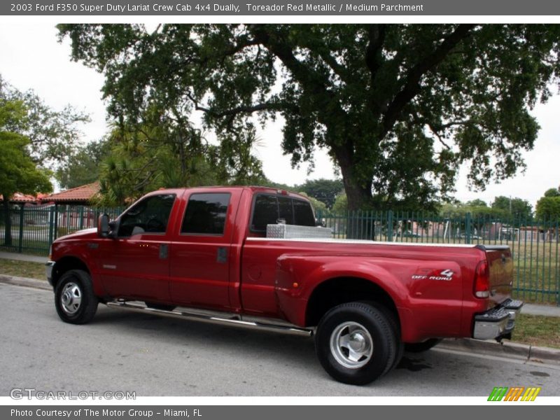 Toreador Red Metallic / Medium Parchment 2003 Ford F350 Super Duty Lariat Crew Cab 4x4 Dually