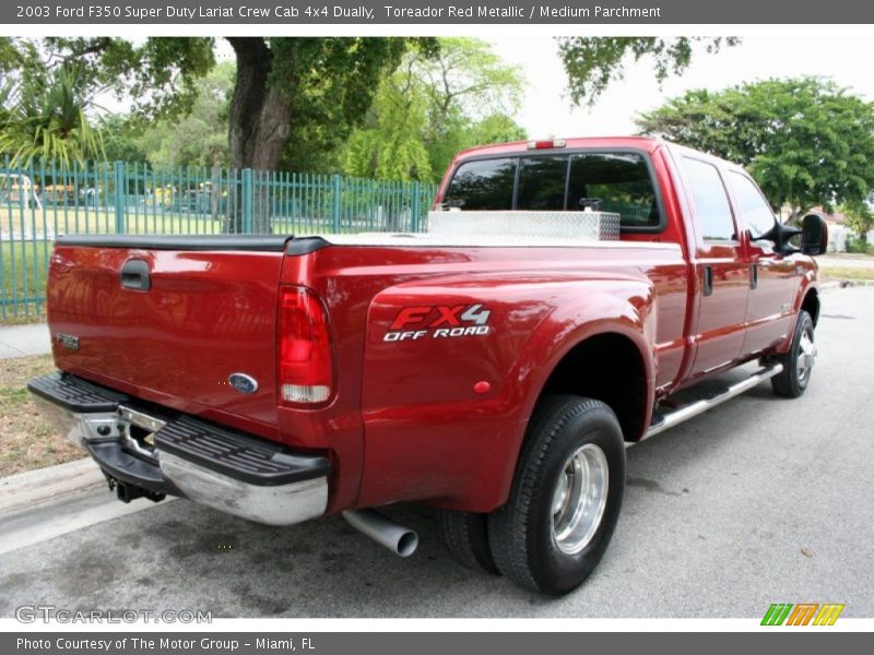 Toreador Red Metallic / Medium Parchment 2003 Ford F350 Super Duty Lariat Crew Cab 4x4 Dually