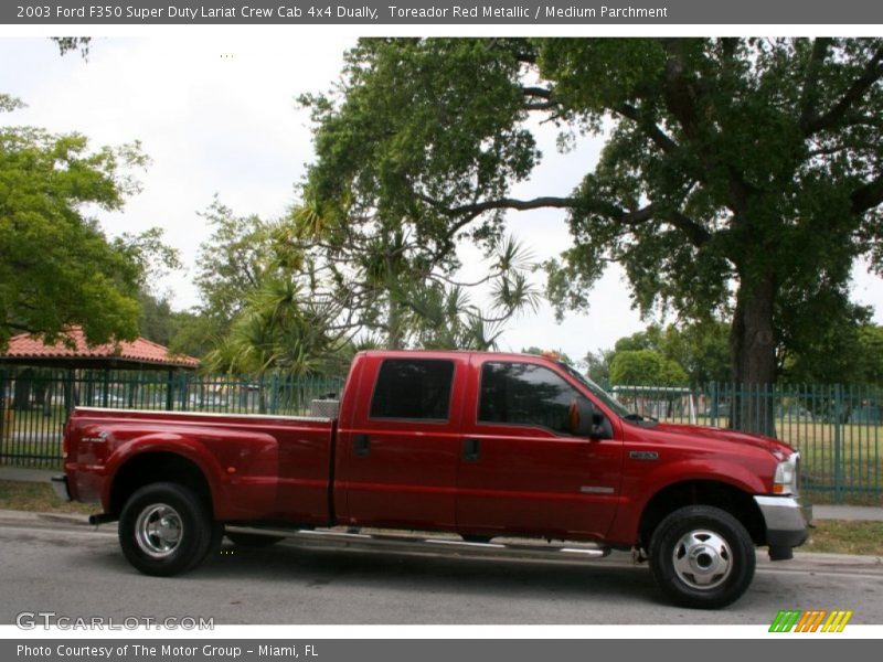 Toreador Red Metallic / Medium Parchment 2003 Ford F350 Super Duty Lariat Crew Cab 4x4 Dually
