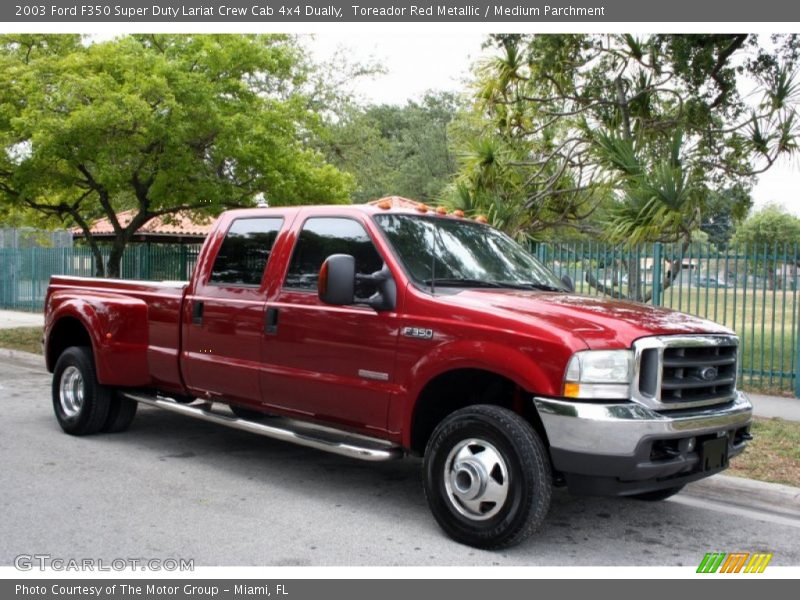 Toreador Red Metallic / Medium Parchment 2003 Ford F350 Super Duty Lariat Crew Cab 4x4 Dually