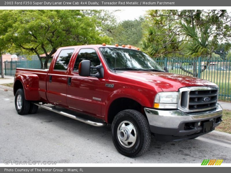 Toreador Red Metallic / Medium Parchment 2003 Ford F350 Super Duty Lariat Crew Cab 4x4 Dually