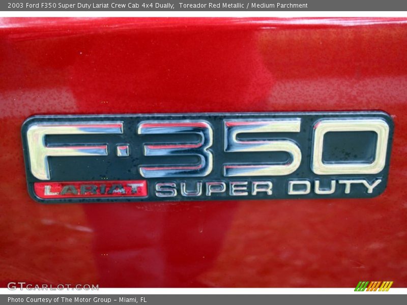 Toreador Red Metallic / Medium Parchment 2003 Ford F350 Super Duty Lariat Crew Cab 4x4 Dually