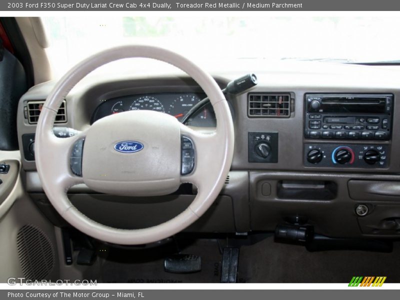 Toreador Red Metallic / Medium Parchment 2003 Ford F350 Super Duty Lariat Crew Cab 4x4 Dually