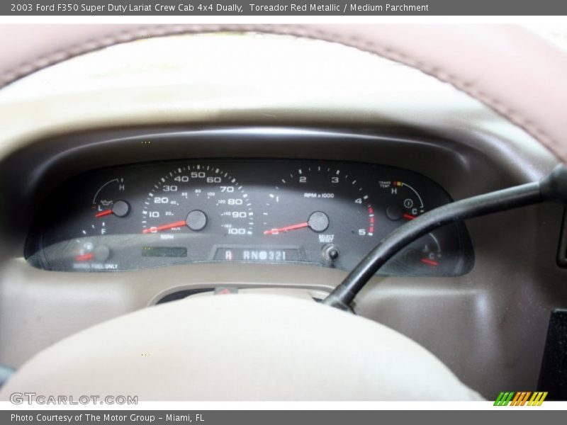 Toreador Red Metallic / Medium Parchment 2003 Ford F350 Super Duty Lariat Crew Cab 4x4 Dually