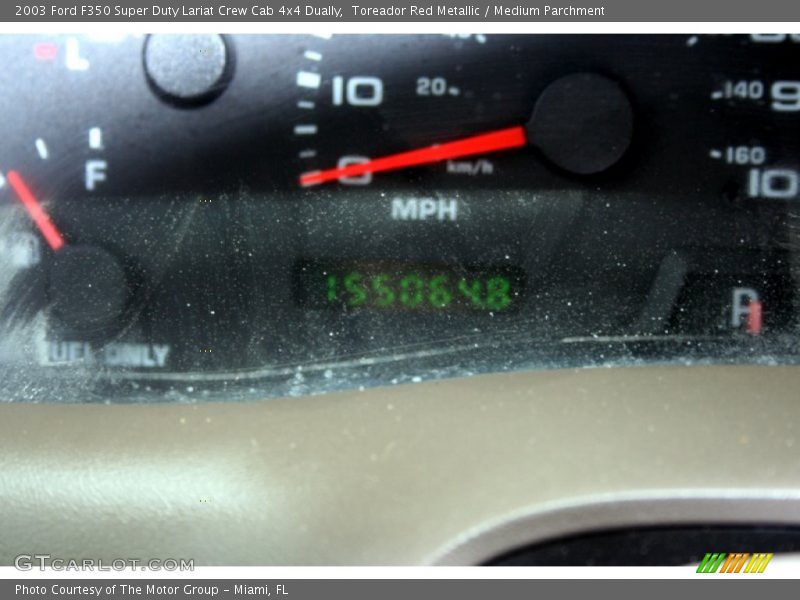 Toreador Red Metallic / Medium Parchment 2003 Ford F350 Super Duty Lariat Crew Cab 4x4 Dually