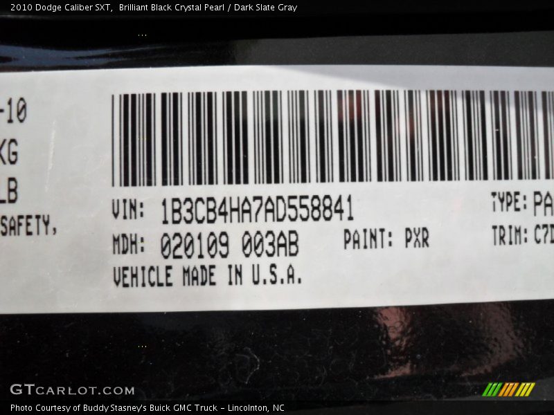 Brilliant Black Crystal Pearl / Dark Slate Gray 2010 Dodge Caliber SXT