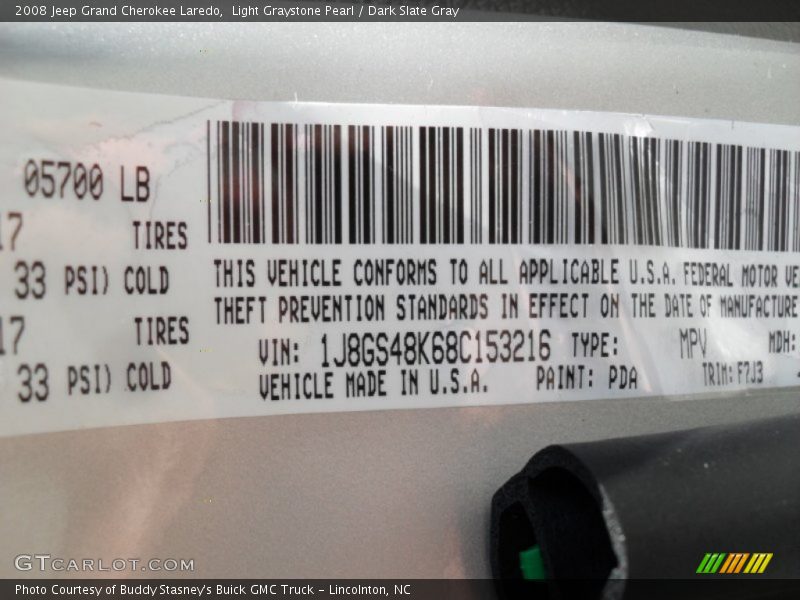 Light Graystone Pearl / Dark Slate Gray 2008 Jeep Grand Cherokee Laredo