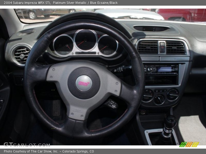 Platinum Silver Metallic / Blue Ecsaine/Black 2004 Subaru Impreza WRX STi