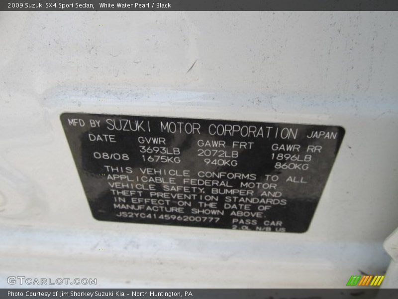 White Water Pearl / Black 2009 Suzuki SX4 Sport Sedan