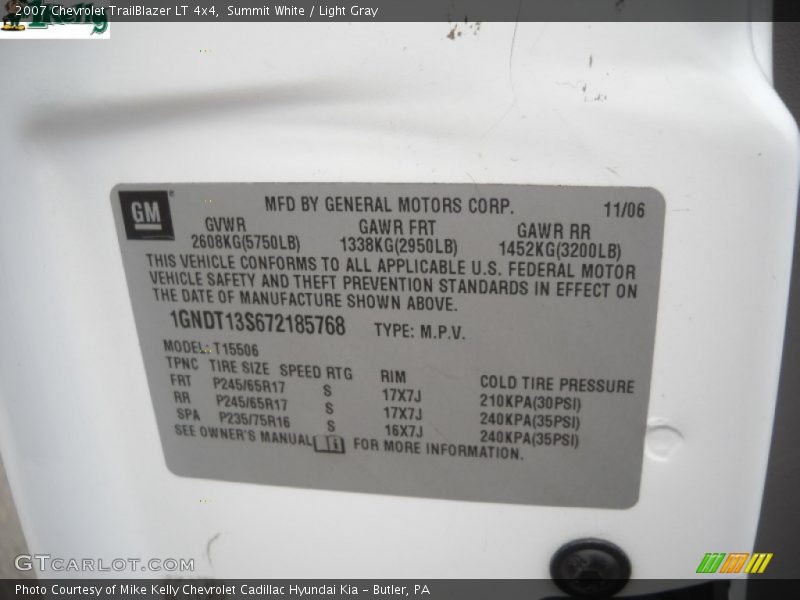 Summit White / Light Gray 2007 Chevrolet TrailBlazer LT 4x4