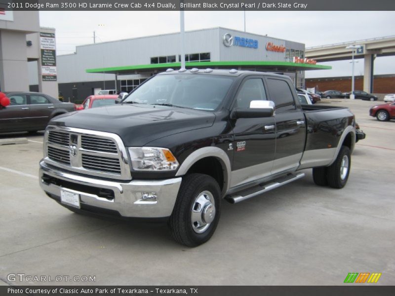 Brilliant Black Crystal Pearl / Dark Slate Gray 2011 Dodge Ram 3500 HD Laramie Crew Cab 4x4 Dually