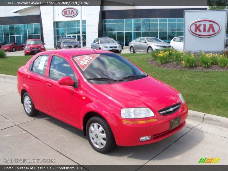Victory Red / Gray 2004 Chevrolet Aveo LS Sedan