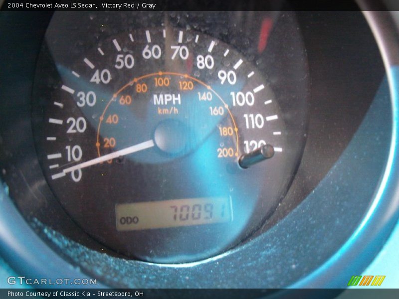 Victory Red / Gray 2004 Chevrolet Aveo LS Sedan
