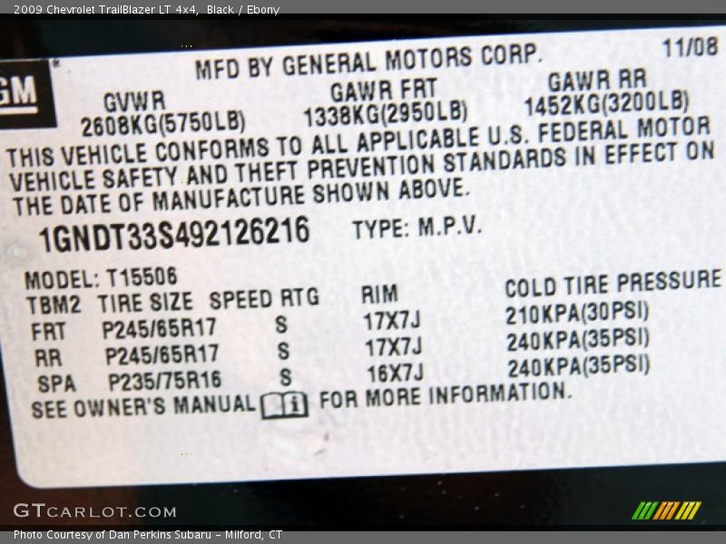 Black / Ebony 2009 Chevrolet TrailBlazer LT 4x4