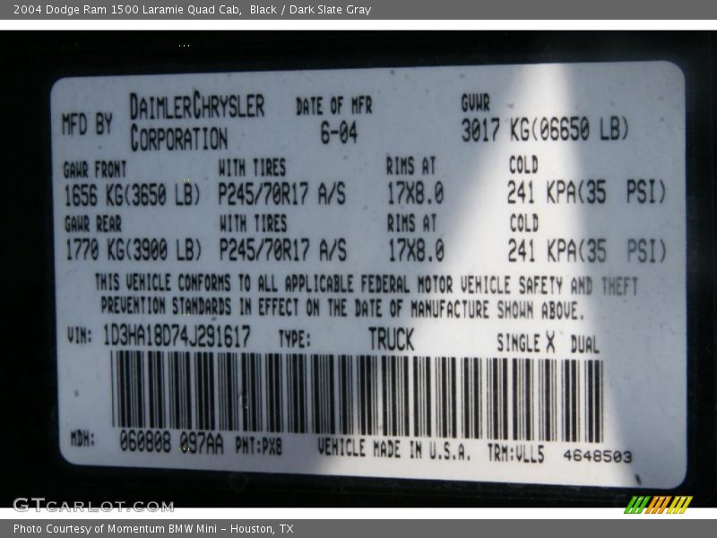 Black / Dark Slate Gray 2004 Dodge Ram 1500 Laramie Quad Cab