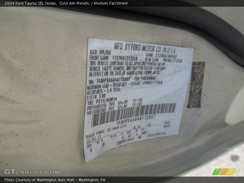 Gold Ash Metallic / Medium Parchment 2004 Ford Taurus SEL Sedan