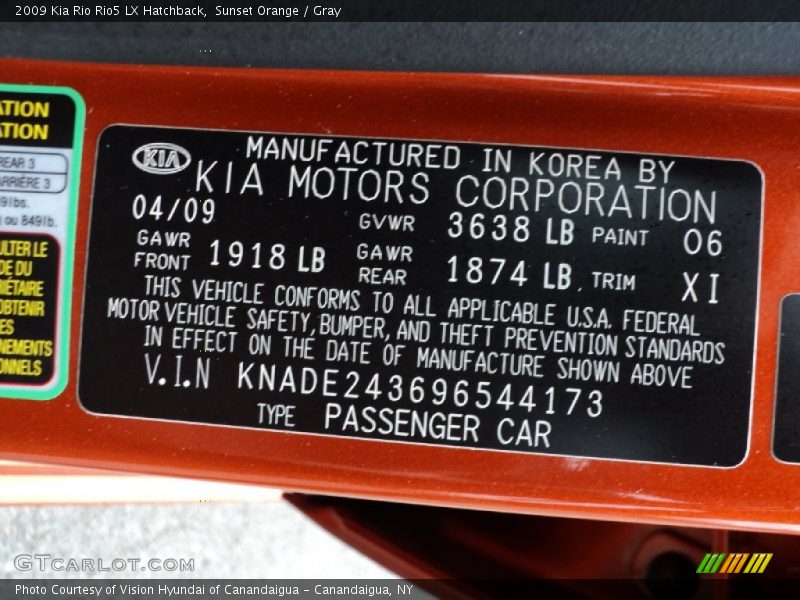 Sunset Orange / Gray 2009 Kia Rio Rio5 LX Hatchback
