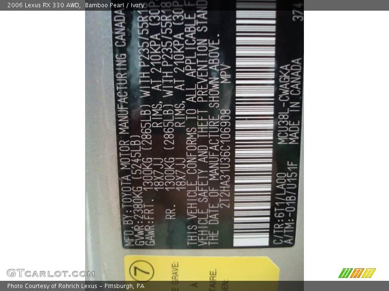 Bamboo Pearl / Ivory 2006 Lexus RX 330 AWD
