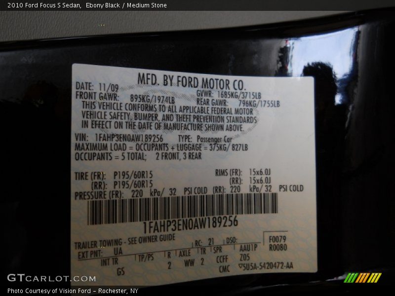 Ebony Black / Medium Stone 2010 Ford Focus S Sedan