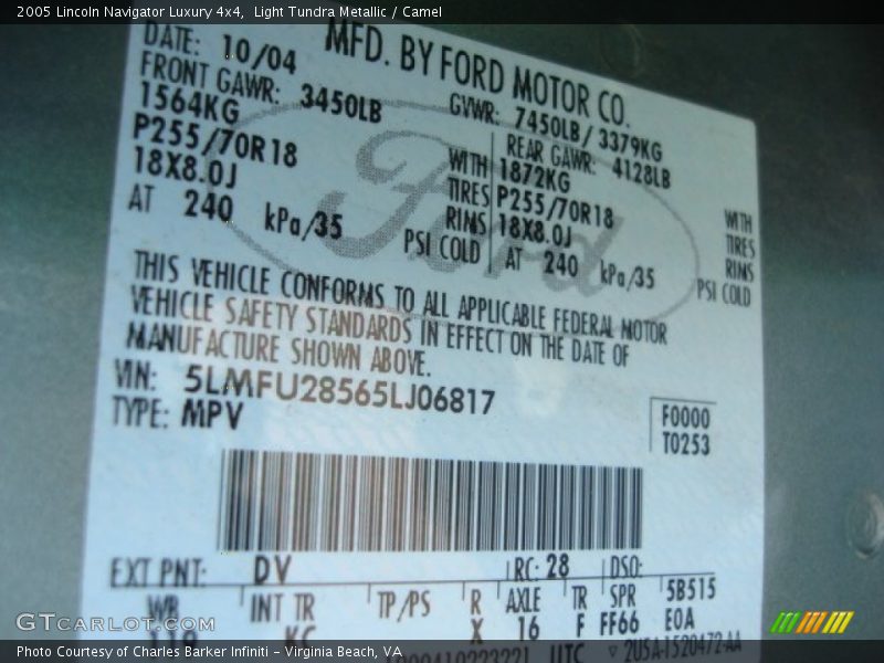 Light Tundra Metallic / Camel 2005 Lincoln Navigator Luxury 4x4