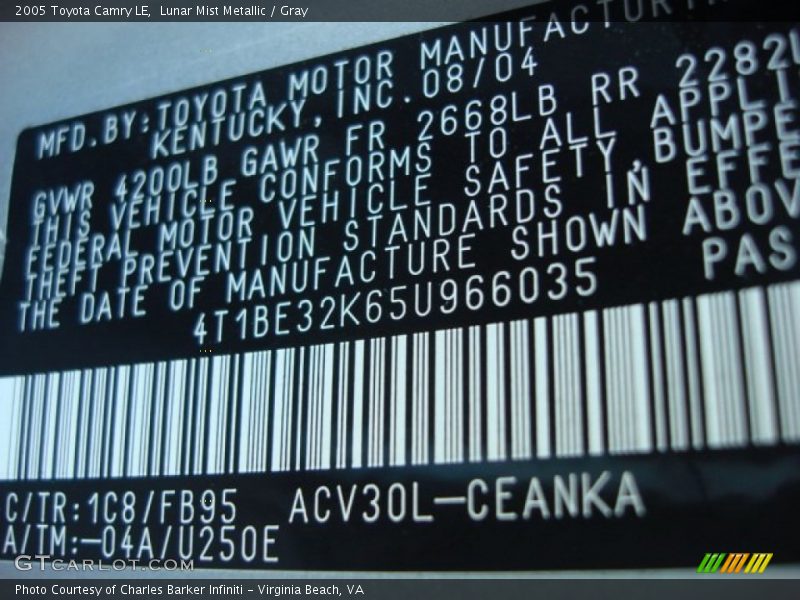 Lunar Mist Metallic / Gray 2005 Toyota Camry LE