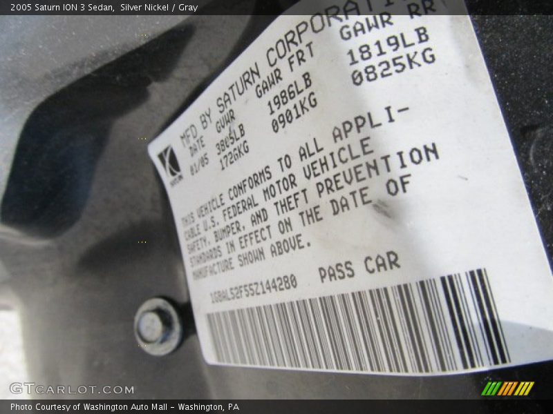 Silver Nickel / Gray 2005 Saturn ION 3 Sedan