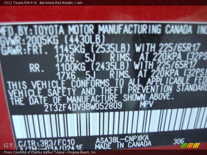 Barcelona Red Metallic / Ash 2011 Toyota RAV4 I4