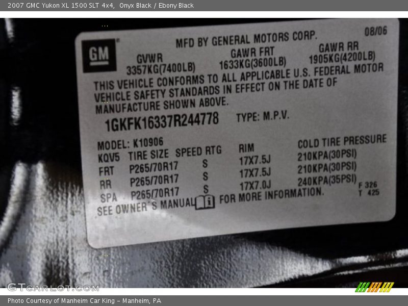 Onyx Black / Ebony Black 2007 GMC Yukon XL 1500 SLT 4x4