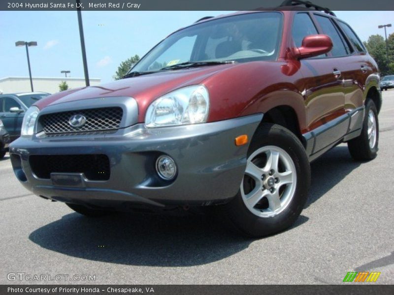Merlot Red / Gray 2004 Hyundai Santa Fe LX