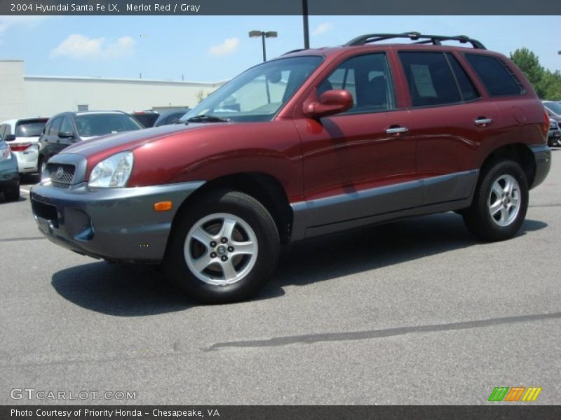 Merlot Red / Gray 2004 Hyundai Santa Fe LX