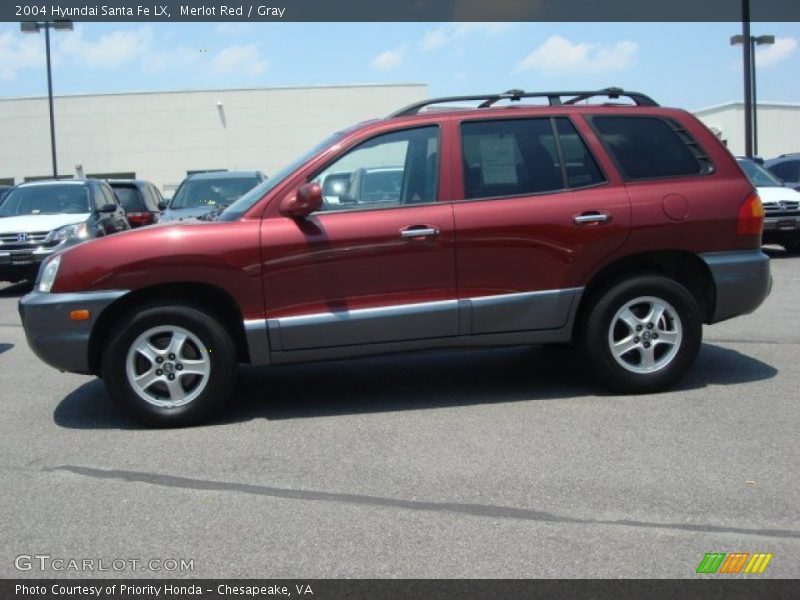 Merlot Red / Gray 2004 Hyundai Santa Fe LX