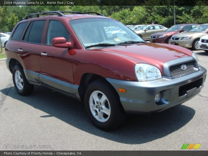 Merlot Red / Gray 2004 Hyundai Santa Fe LX