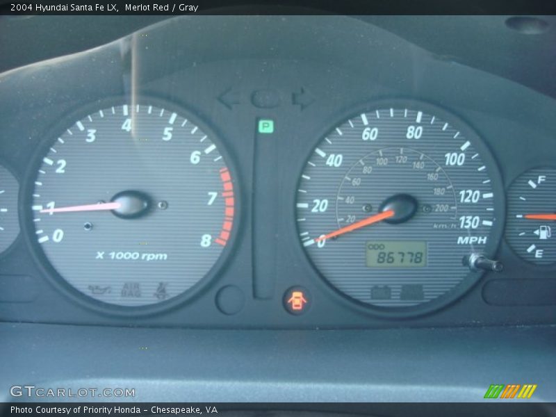 Merlot Red / Gray 2004 Hyundai Santa Fe LX
