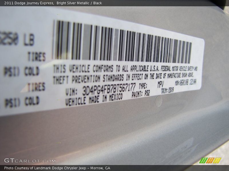 Bright Silver Metallic / Black 2011 Dodge Journey Express