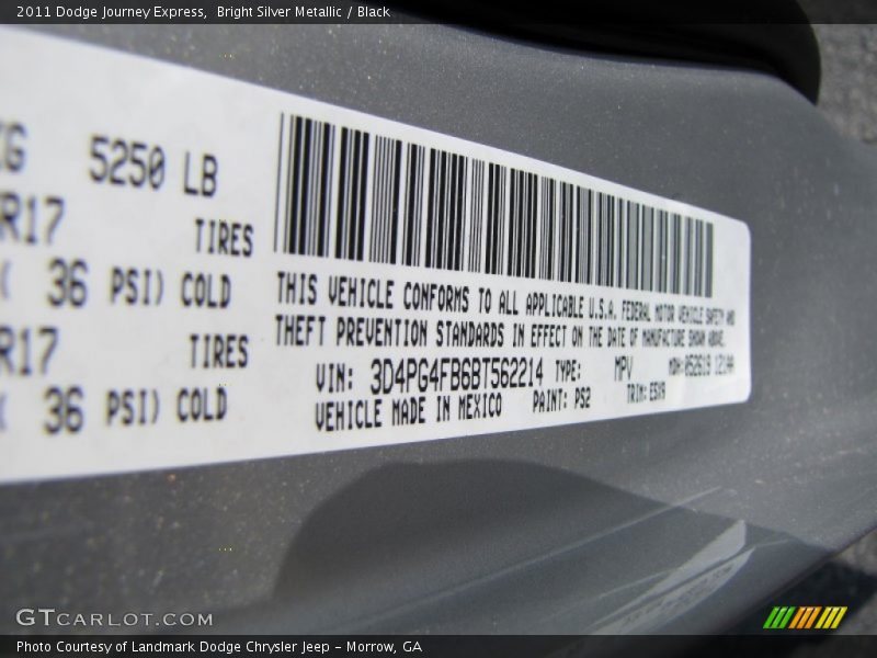Bright Silver Metallic / Black 2011 Dodge Journey Express
