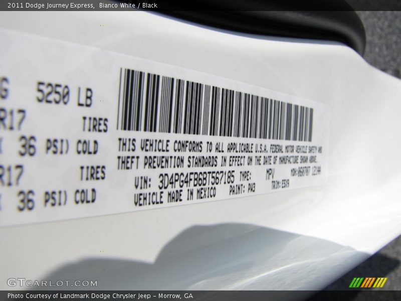 Bianco White / Black 2011 Dodge Journey Express