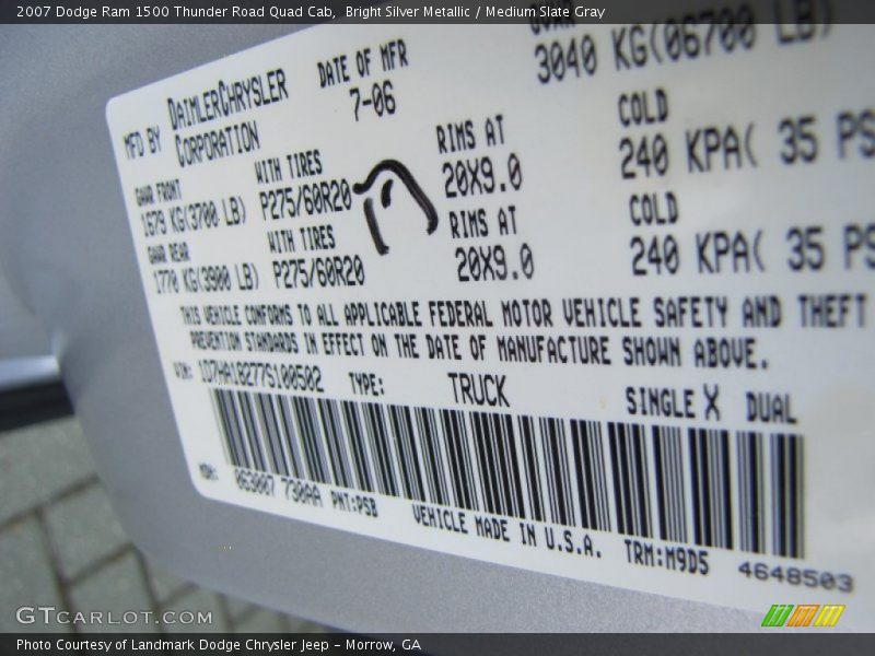 Bright Silver Metallic / Medium Slate Gray 2007 Dodge Ram 1500 Thunder Road Quad Cab